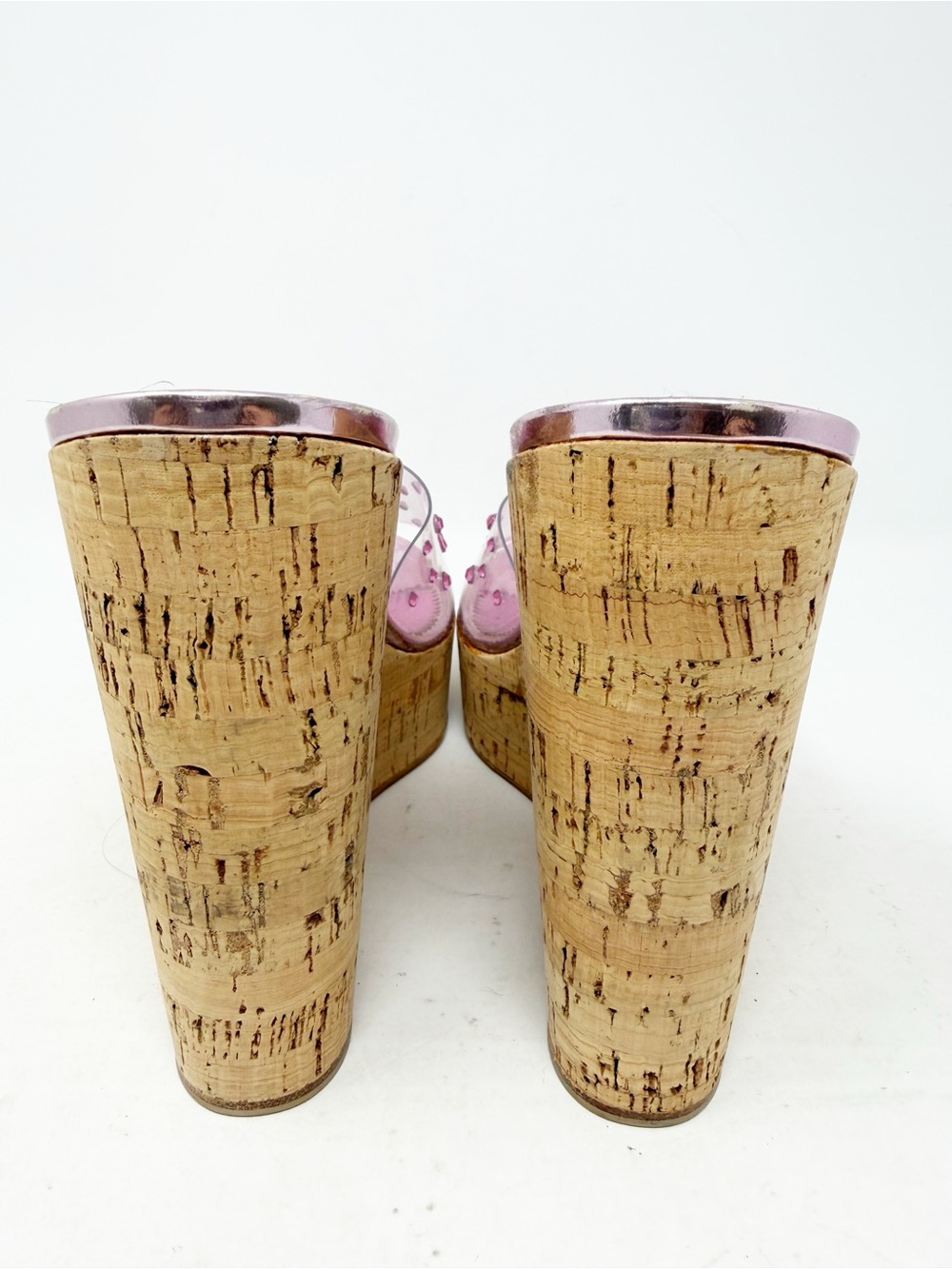 Giuseppe Zanotti Pink Rhinestone Cork Wedge Slide Sandals Womens Size EU 39 - Picture 5 of 12